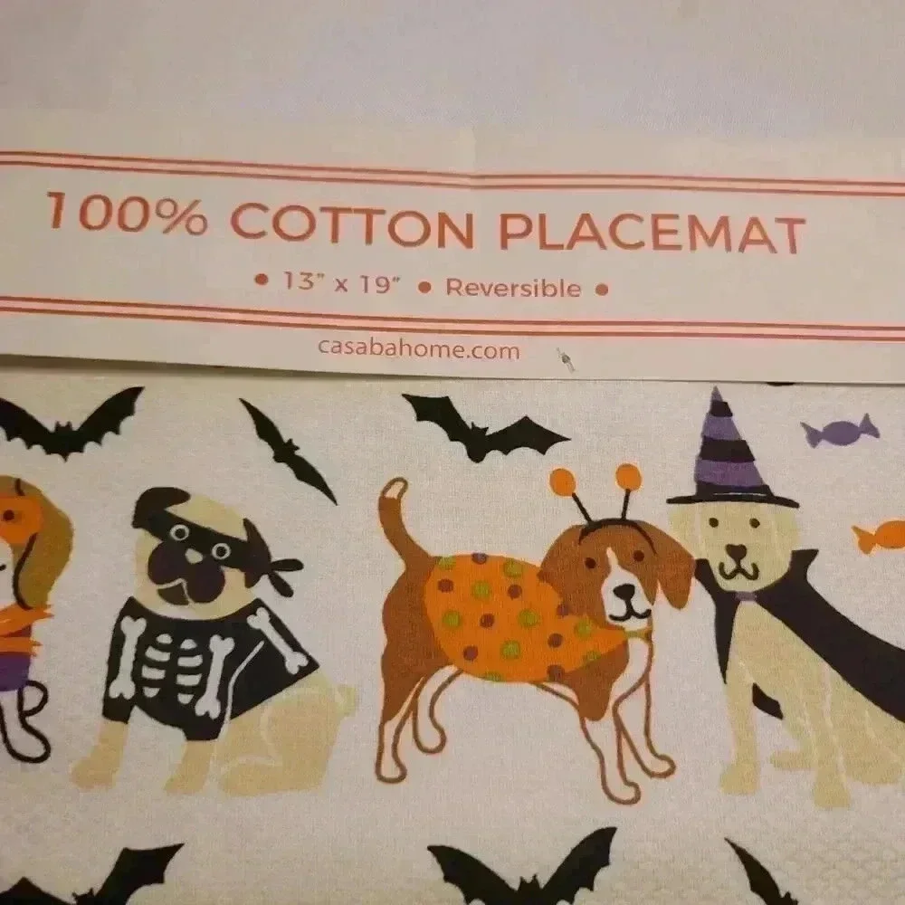 Casaba Halloween Dog Kitchen Place Mats Set Of 4 New 13x19in